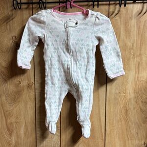 cloud island Pink & White Heart-Print Footed One-Piece